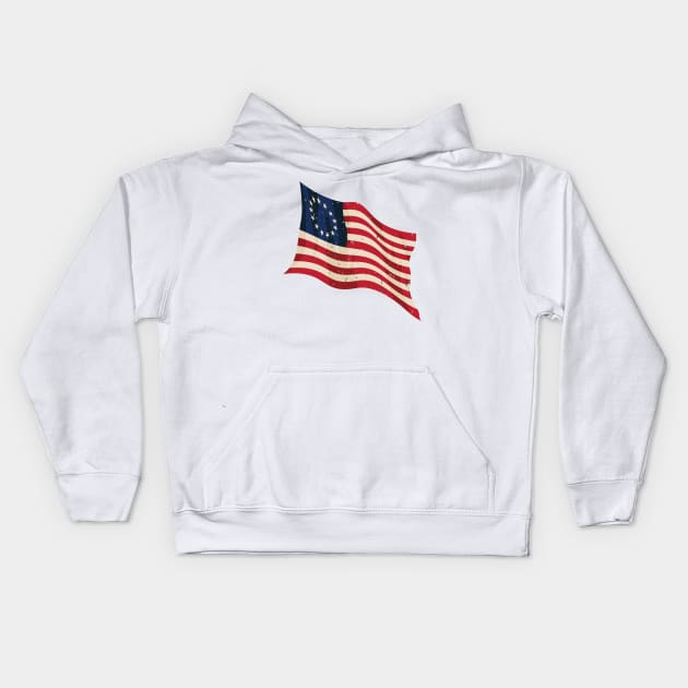 Waving Betsy Ross Flag Kids Hoodie by hobrath